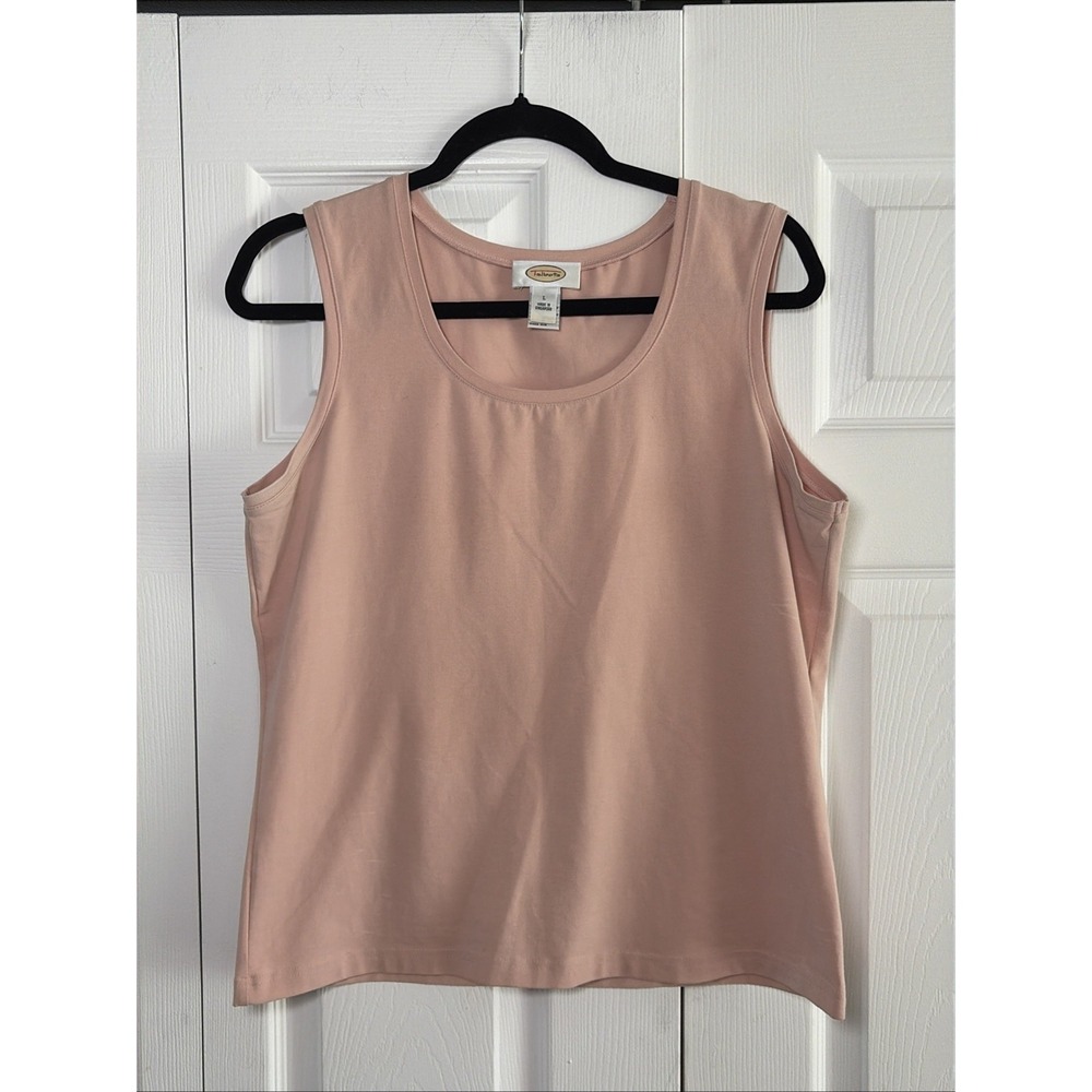 Talbots Essential Tank Top Womens Size L Pink Sleeveless Scoop Neck Cotton Prep